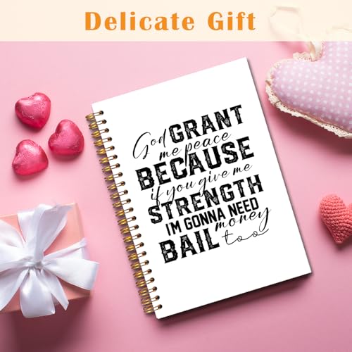 JINYO Funny Christian Notebook for Women Men, God Grant Me Peace Bible Journal, Religious Prayer Journal for Woman, Church Notes Notebook, Scripture Spiral Notebooks 5.5x8.3 Inch - color: white God Grant Me Notebook
