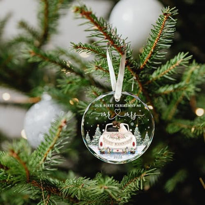 First Christmas Married Ornament 2026 - Wedding Mr and Mrs Ornaments 2026 - color: Married