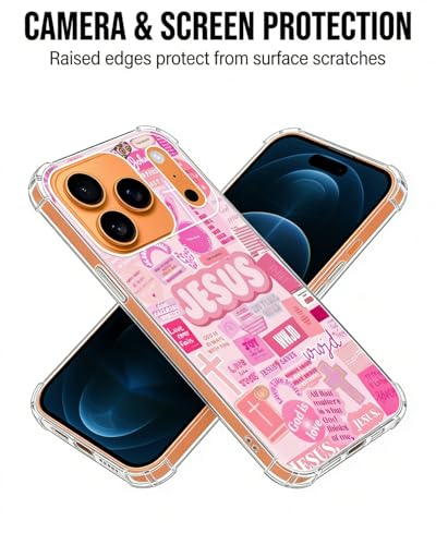 Pink Christian Aesthetic Phone Case Compatible with iPhone 17 Pro, Jesus Affirmation Verses Phone Cover for iPhone 17 Pro - color: Pink Aesthetic