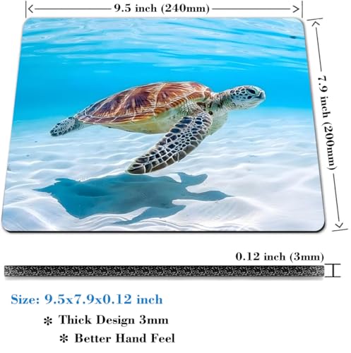 Sea Turtle Mouse Pad, Marine Organism White and Blue Ocean Desk Mat - color: Custom Designs Art 052