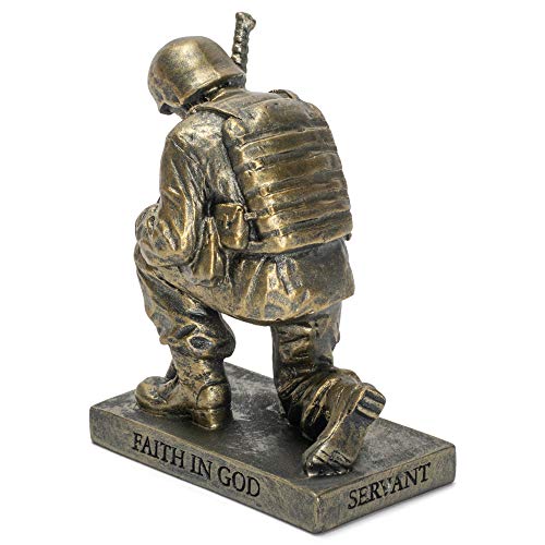 Dicksons Duty Faith God Praying Soldier 5 inch Gold Resin Stone Table Top Figurine - style: Duty Faith God Praying Soldier