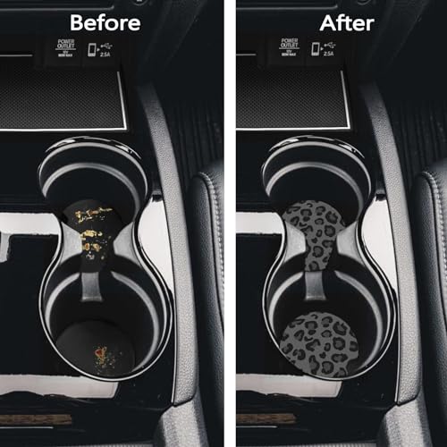 3.5 Inch Car Coasters for Cup Holders - Black Leopard - color: Black Leopard, size: 3.5 inch