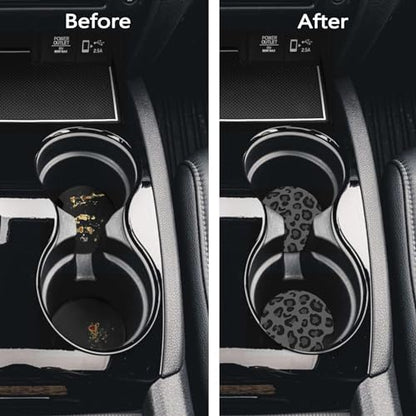 3.5 Inch Car Coasters for Cup Holders - Black Leopard - color: Black Leopard, size: 3.5 inch