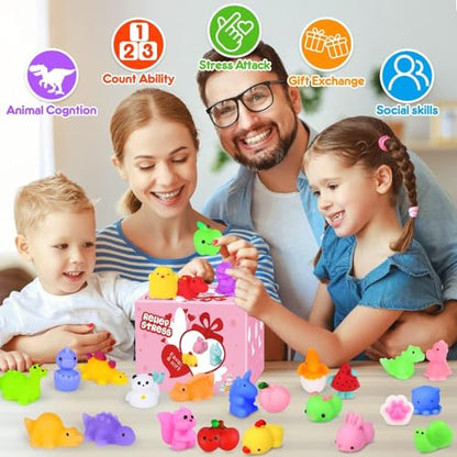 HINZER 130PCS Mochi Squishy Toys Party Favors Kids Kawaii Mini Squishies