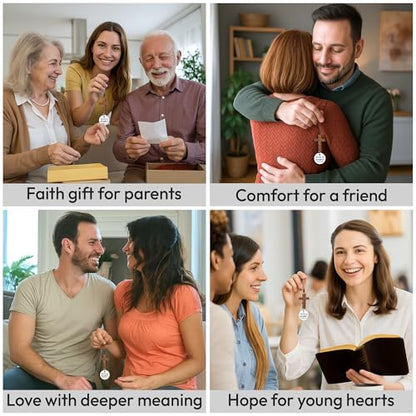 Christian Gifts for Men, Daily Bible Verse Cross for Car Mirror Hanging - color: With You Always (White)