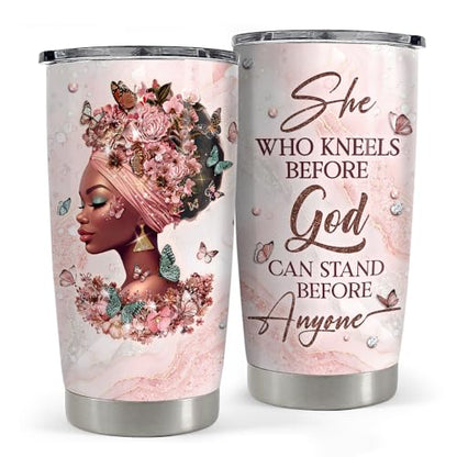 Black Woman Tumbler 20oz Stainless Steel Insulated Coffee Travel Mug Cup for Women Girls Gifts for Birthday Christmas - color: Black Woman 1