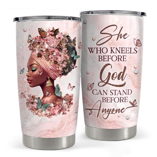 Black Woman Tumbler 20oz Stainless Steel Insulated Coffee Travel Mug Cup for Women Girls Gifts for Birthday Christmas - color: Black Woman 1