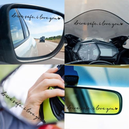 Drive Safe I Love You Mirror Stickers, 3Pcs Car Decals for Women(Black) - color: Black Drive Safe I Love You