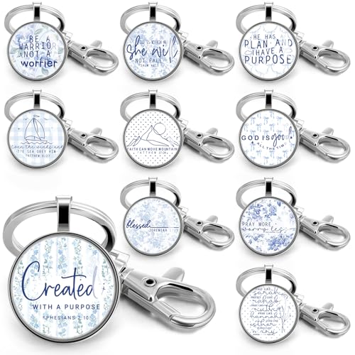 Fumete Christian Keychain Bulk for Wowen Men - style: Blue White Watercolor
