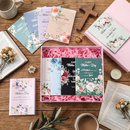 Gilprop 50 Pcs Mother's Day Church Gifts Bulk Christian Mother's Day Floral Notebooks Jesus Bible Notepad Religious Scripture Prayer Inspirational Journals for Mom Catholic Group Members Sunday School - style: Mother's Day