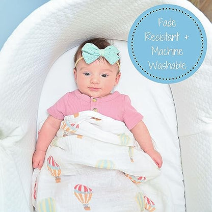 LollyBanks Muslin Swaddle Blankets, 100% Organic Cotton Receiving Blanket - color: The Sky is the Limit Or Lift Me Up