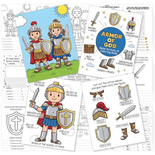 Yinder 15 Pcs Armor of God Coloring Books Armor Knight DIY Coloring Pages - style: Armor of God