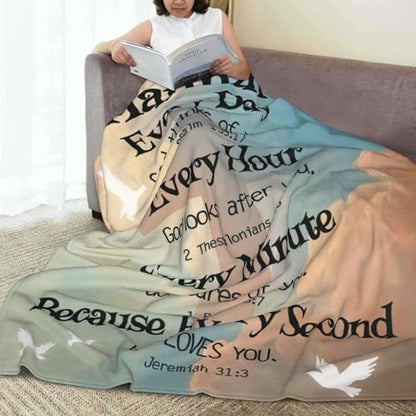 Custom Blanket Bible Verse Blanket with Inspirational Thoughts and Prayers Religious Throw Blanket Soft Lightweight Cozy Plush Warm Blankets for Women Men Christmas Birthday Gifts - color: Design05