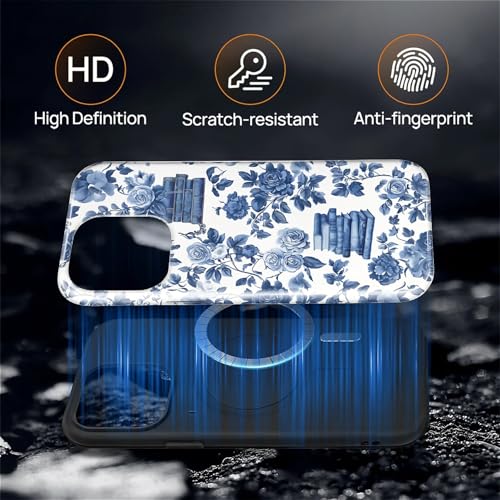 Magnetic Case for iPhone 14 Pro, Compatible with Magsafe PC Hard Shell & Silicone Inner Bumper Anti-Scratch Full-Body Cover Shockproof Slim Design Bookish Flower Rose Book Lover - color: Bookish Flower Rose Book Lover, size: iPhone 14 Pro