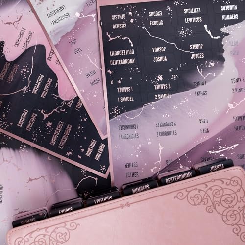 UPAFEXXI-Bible Tabs for Women and Men, 3D Gold Foil Embossed Lettering - color: Pink4