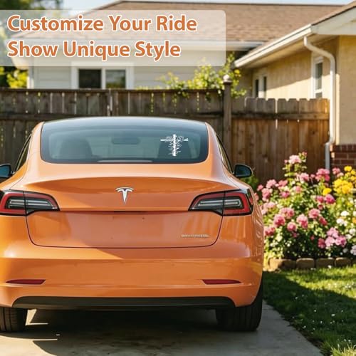Cross Car Decal, Floral Cross Sticker for Car, Christian Car Decals, Waterproof Vinyl Decal for Car Window, Bumper, Laptop, Flower Cross Sticker Gift - color: White