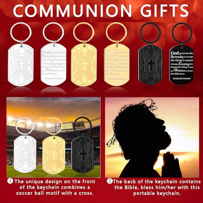 Football/Baseball/Soccer/Basketball Keychain for Men Sport Gifts for Men - color: Black, style: Soccer-serenity Prayer