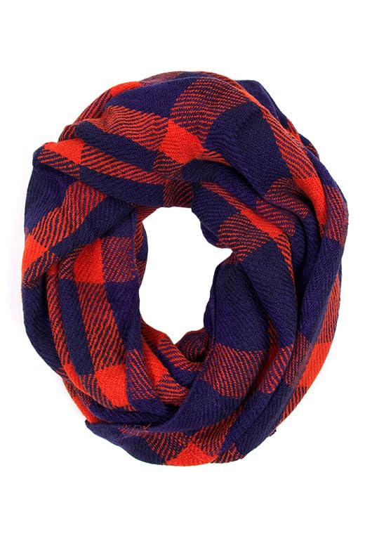 ScarvesMe Women's Check and Plaid Soft Infinity Loop Winter Fall Warm Scarf - color: Lof031_red