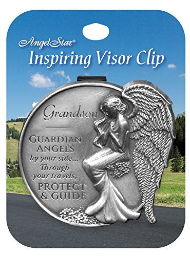 AngelStar 15687 Grandson Guardian Angel Visor Clip Accent, 2-1/2-Inch, Black