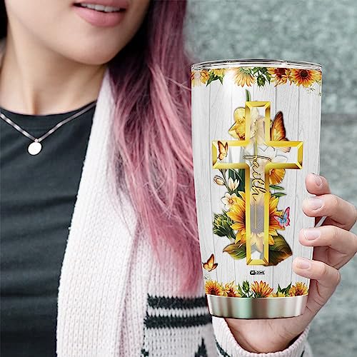 WAZONE Personalized Christian Faith Tumbler Cup American Flag Jesus Stainless Steel Insulated Travel Mug 20oz 30oz Christmas Birthday Religious Custom Name Gifts For Women Christians - color: Christian