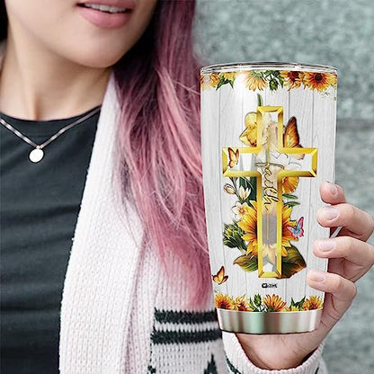 WAZONE Personalized Christian Faith Tumbler Cup American Flag Jesus Stainless Steel Insulated Travel Mug 20oz 30oz Christmas Birthday Religious Custom Name Gifts For Women Christians - color: Christian