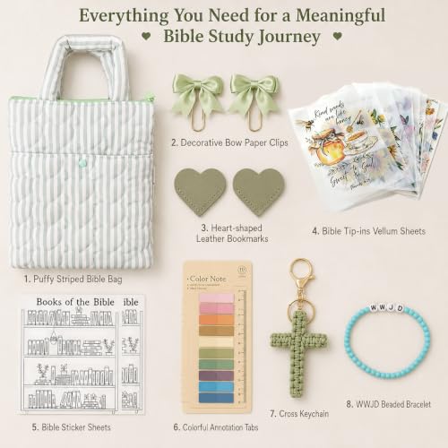 Bible Study Supplies Journaling Kit, Christian Gifts for Women - color: Green