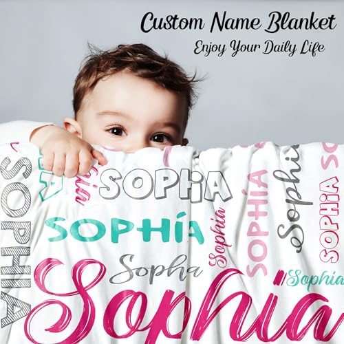 Custom Name Blanket for Baby Boys Girls, Personalized Baby Name Throws Blankets, Customize Blanket Gifts for Kids Newborn Men Women - color: Design 02-white