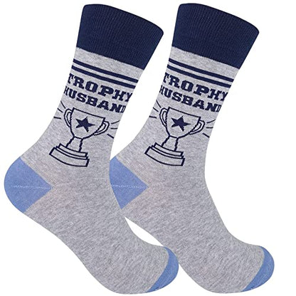FUNATIC Crazy Socks with Funny Sayings - Novelty Gift for Men, Women, Adult - color: Trophy Husband
