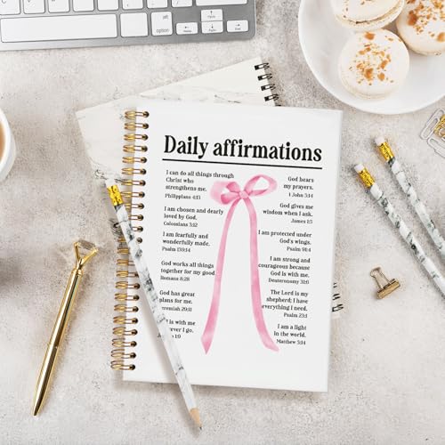 Bible Study Journal Supplies,Pink Bow Bible Notebook for Note Taking - color: Daily affirmations
