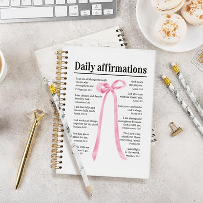 Bible Study Journal Supplies,Pink Bow Bible Notebook for Note Taking - color: Daily affirmations