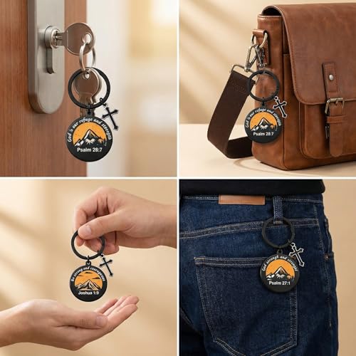 Tondiamo 12 Pcs Christian Bible Verse Keychains for Men Inspirational Religious Confirmation Gifts Bulk Father Day for Men Christian Cross Scripture Stuff