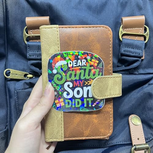 Pack 3 Dear Santa My Son, My Wife, My Husband Did It, Family Love Holographic Decals Waterproof Vinyl Sticker for Laptop, Water Bottle, Car, Hard Hat, Toolbox, Phone Case 3 Inches