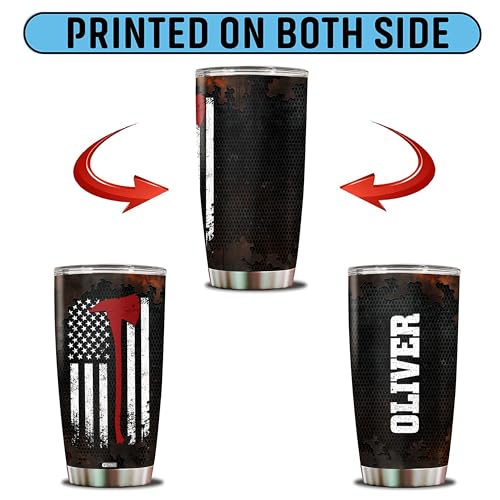 Personalized Firefighter Tumbler Gifts for Men Women Insulated Stainless Steel 20oz With Lid Coffee Mug Gift for Firefighters Fire Department First Responder - color: FIREFIGHTER