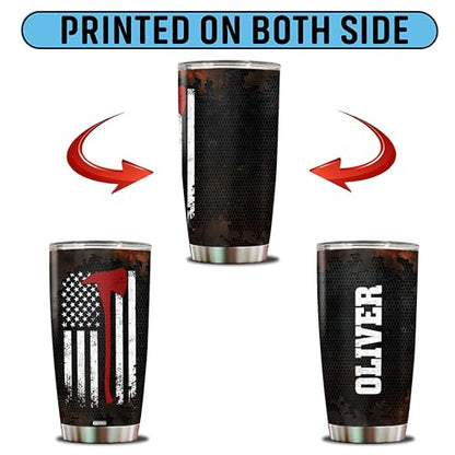 Personalized Firefighter Tumbler Gifts for Men Women Insulated Stainless Steel 20oz With Lid Coffee Mug Gift for Firefighters Fire Department First Responder - color: FIREFIGHTER