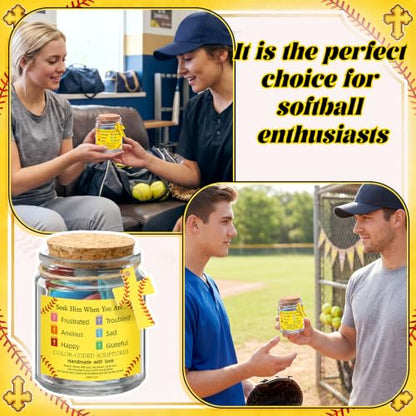 Lunmon Softball Christian Affirmation Jar with Color-coded Bible Verses - style: Softball
