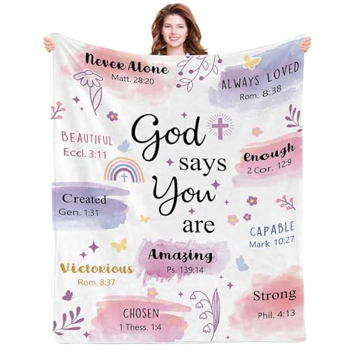 Christian Birthday Gifts for Women, Christian Blanket Gifts for Women, Religious Blankets for Woman, Religious Blanket for Girls on Birthday Gifts for Christmas Thanksgiving Day 50x60in - color: New Godsays, size: 50x60 in