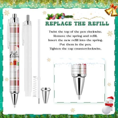 36 Pcs Christmas Pens Bulk Gift Cute Red and Green Buffalo Plaid Xmas Party Favors Retractable Ballpoint Gel Ink Pens Novelty Santa Claus for Adults Office Supplies Rewards Stockings Stuffers (Plaid) - style: Plaid