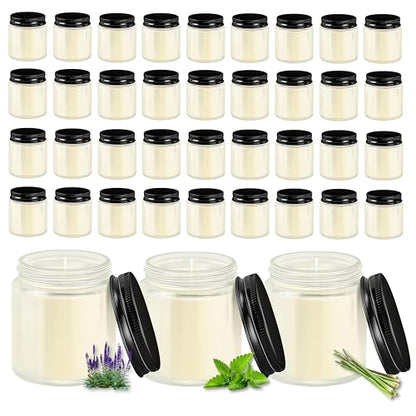 ACITHGL 36 Pcs 4oz Mini Mason Jar Candles Small Scented Candles Bulk Aromatherapy Ideal Souvenir Favors for Wedding Birthday Party (Sage, Mint, Citronella, Black) - color: Black, style: Sage, Mint, Citronella