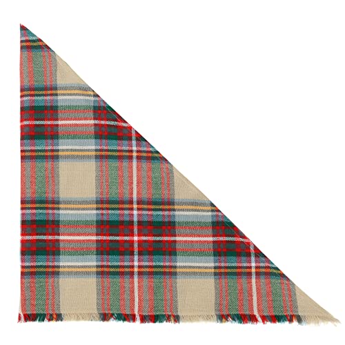 American Trends Scarfs for Women Winter Triangle Scarf Classic Plaid Warm Scarf Soft Scarves Knitted Wrap Shawl - color: Beige & Red & Green