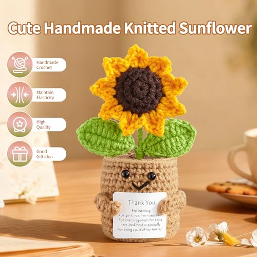 RainVibe Inspirational Bible Verse Jar with Sunflower Crochet Doll - 96 Prayer Cards for Mom, Women, Teens | Christian Home Decor & Spiritual Encouragement - style: Sunflower
