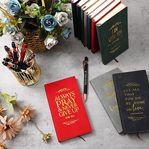 Crtiin 80 Pcs Christian Notebooks with Motivational Pens, Classic Color - color: Classic Color