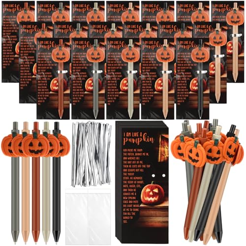 Sayglossy 30 Sets Christian Halloween Favors Pumpkin Pens Bookmark Decor