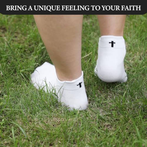 Cross Ankle Socks 6 Pairs Christian Prayer Socks for Women and Men - color: Black3 + White3
