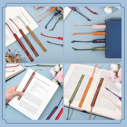 12 Pcs Christian Bible Bookmarks, Leather Verse Bookmarks, Retro - color: Retro
