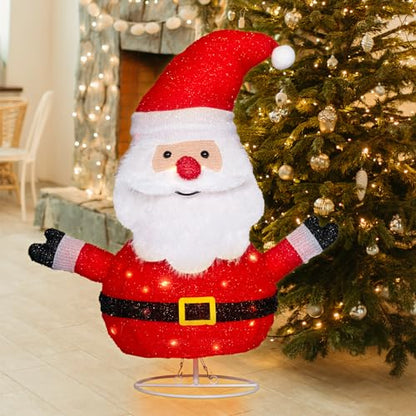 24.5" Lighted Christmas Santa, 3D Pre‑Lit Indoor Outdoor Decor - size: 24.5''*20''