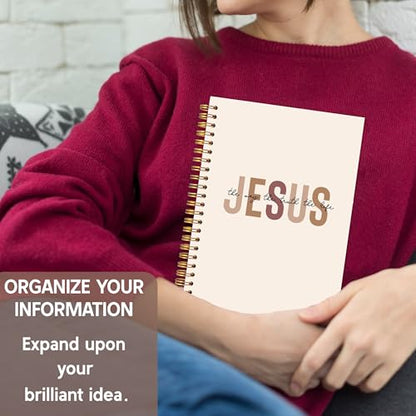 KAOWT Boho Christian Notebook Journal, Bible Notebooks for Note Taking, Christian Gifts for Women, Prayer Scripture Journal, Jesus the Way the Truth the Life Hardcover Spiral Notebook 5.5x8.3in - color: notbook bible-jesus