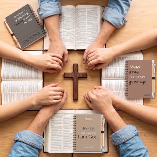 Eaasty 10 Sets Christian Gifts Bulk Bible Notebook with Pen, Black, Brown - color: Black, Brown