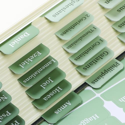 Mr. Pen- Laminated Bible Tabs, 75 pcs, Easy-to-Read & Apply - color: Sage Green