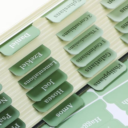 Mr. Pen- Laminated Bible Tabs, 75 pcs, Easy-to-Read & Apply - color: Sage Green