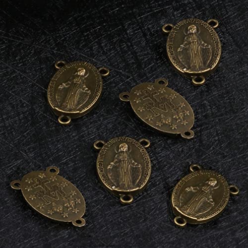 COTTVOTT St Benedict,Our Lady of Guadalupe Medal for DIY Jewelry Making,Virgin Mary Christ Jesus Rosary Center Connection Part - color: 30pcs-Virgin Mary Medal-Bronze Color